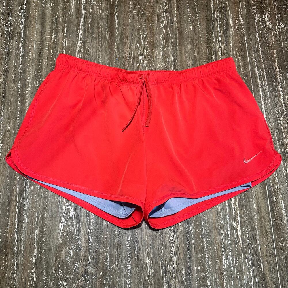 Nike Dri-Fit Lined Performance Workout Gym Shorts Orange Red Womens Size XL
